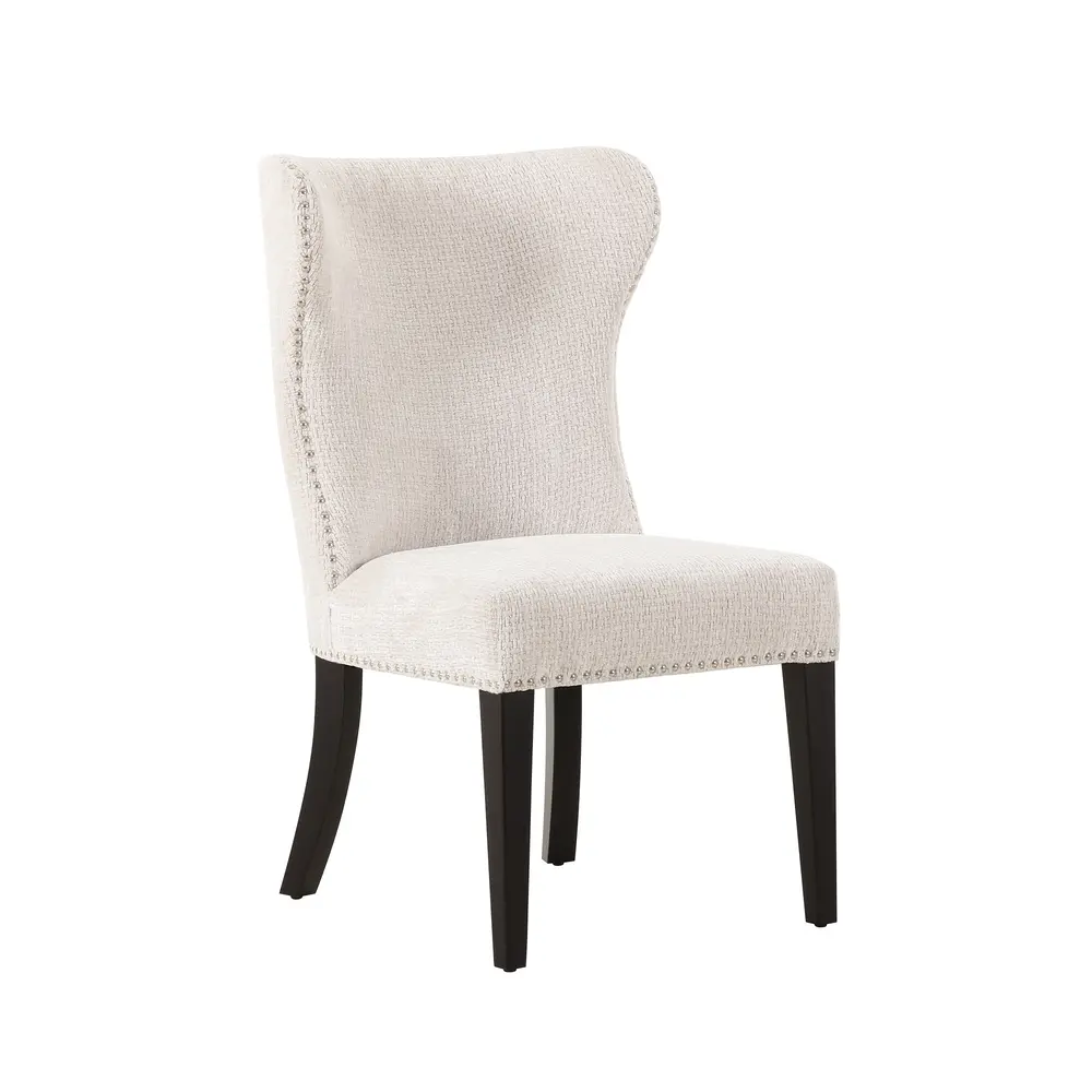 Pasargad Home Elara Design Upholstered 2 Pieces Dining Chair Set, Ivory