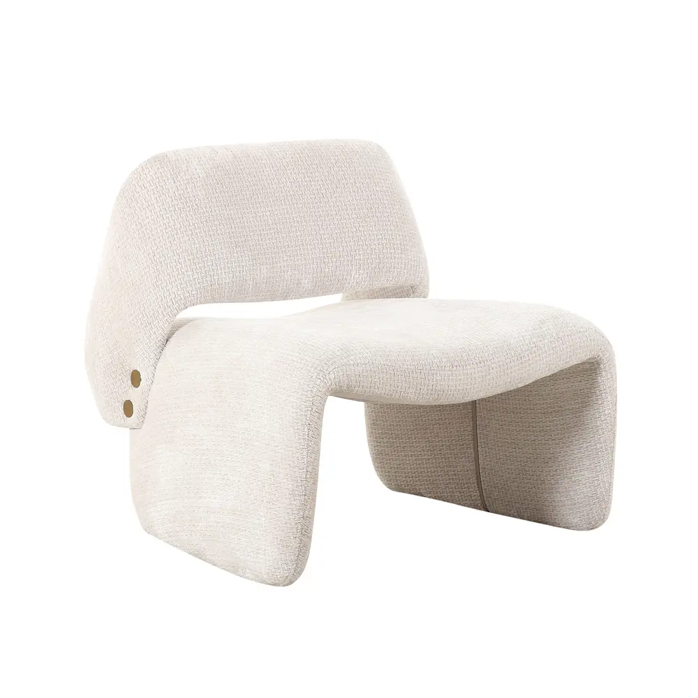 Pasargad Home Zarina Upholstered Modern Accent Chair, Ivory