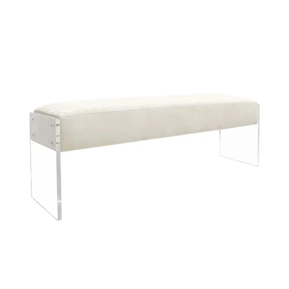 Pasargad Home Tribecca Upholstered Bench, Ivory