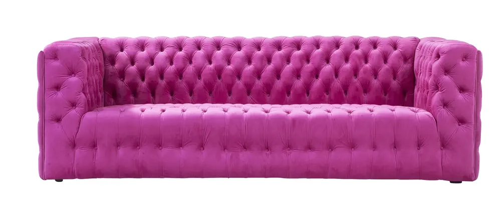 Pasargad Home Vicenza Collection Velvet Tufted Sofa (Fuschia)