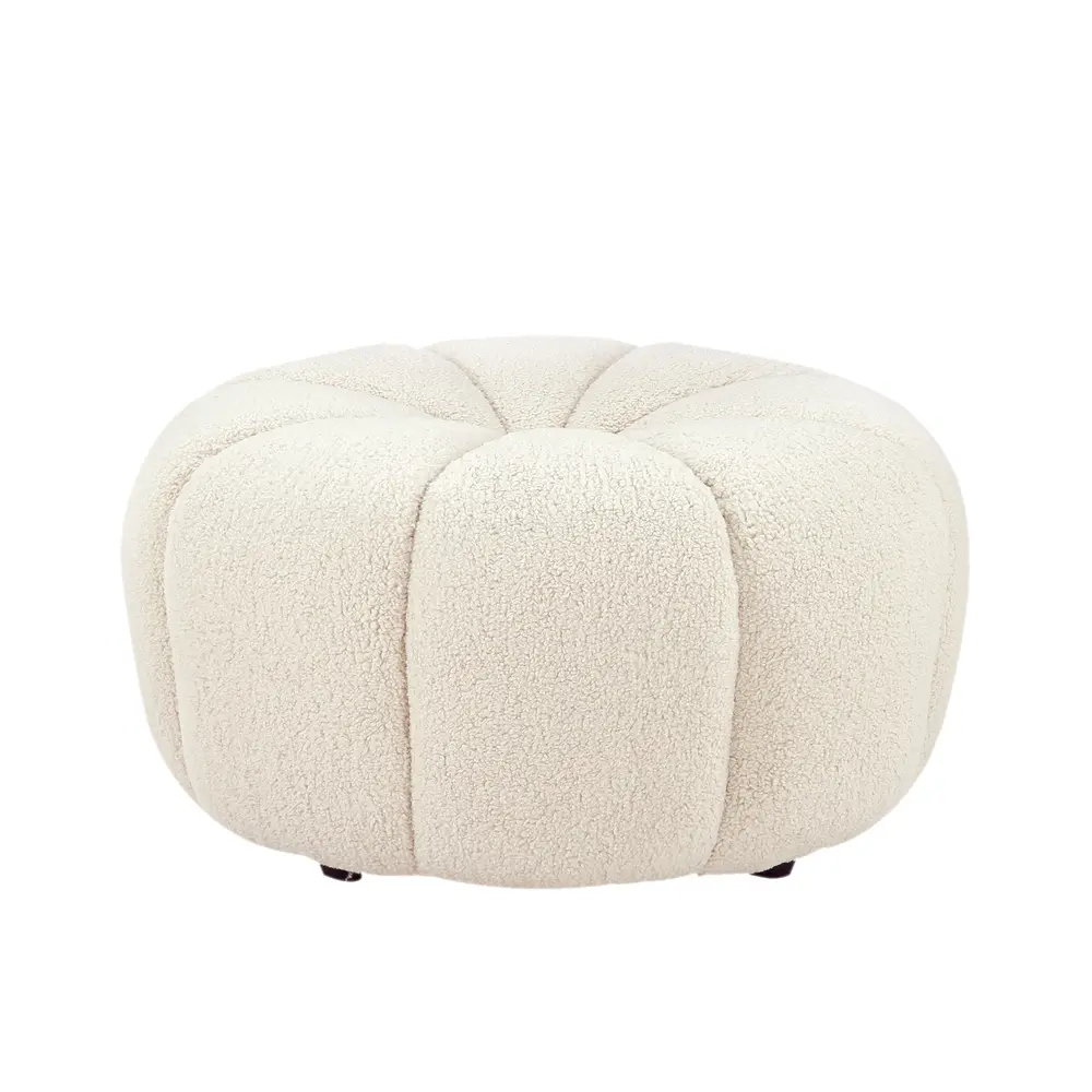 Pasrgad Home Pompeii Boucle Ottoman, Cream