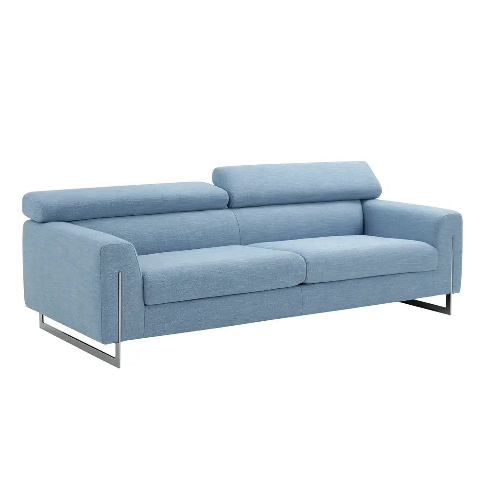 Pasargad Home Serena Sofa with Adjustable Headrests, Blue