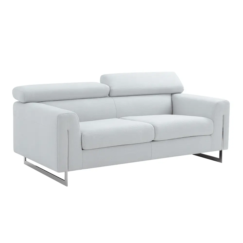 Pasargad Home Noho Serena Modern Loveseats with Adjustable Headrests, Silver