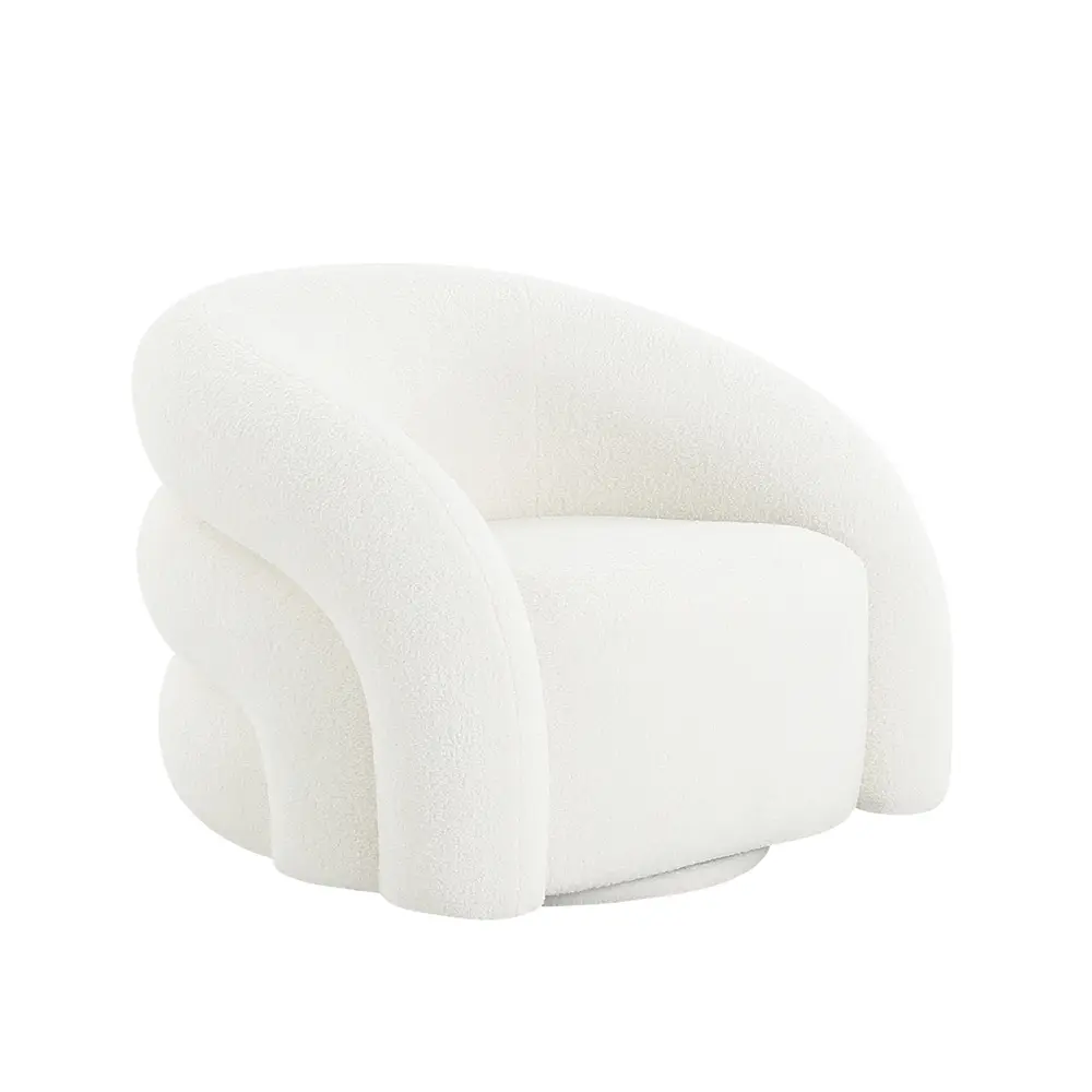 Pasargad Home Azzurro Swivel Base Lounge Chair, Ivory