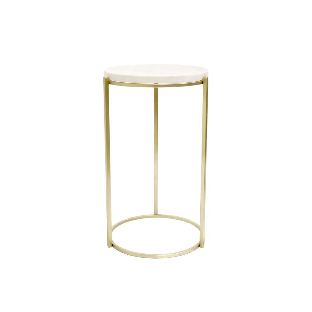 Pasargad Home Carina Marble Top Side Table, White/Gold