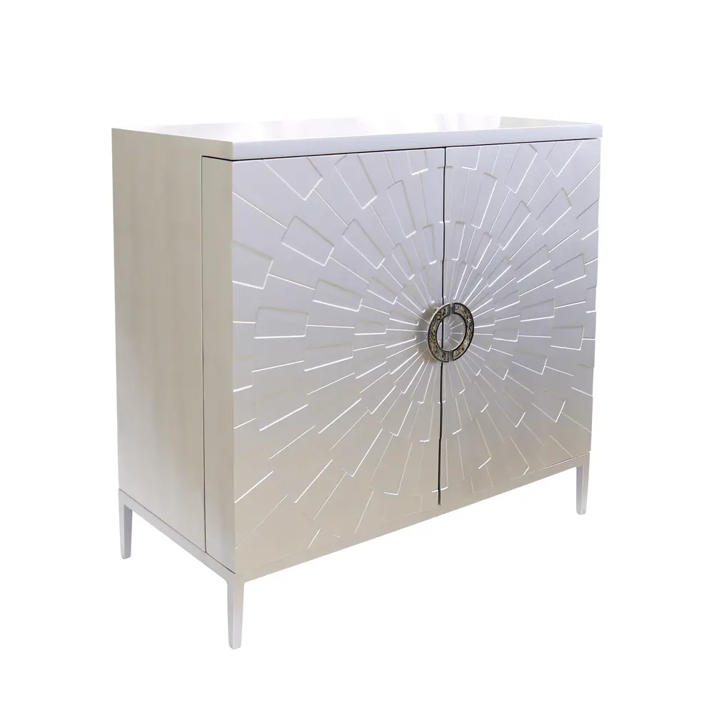 Pasargad Home Luna Modern Cabinet, Silver