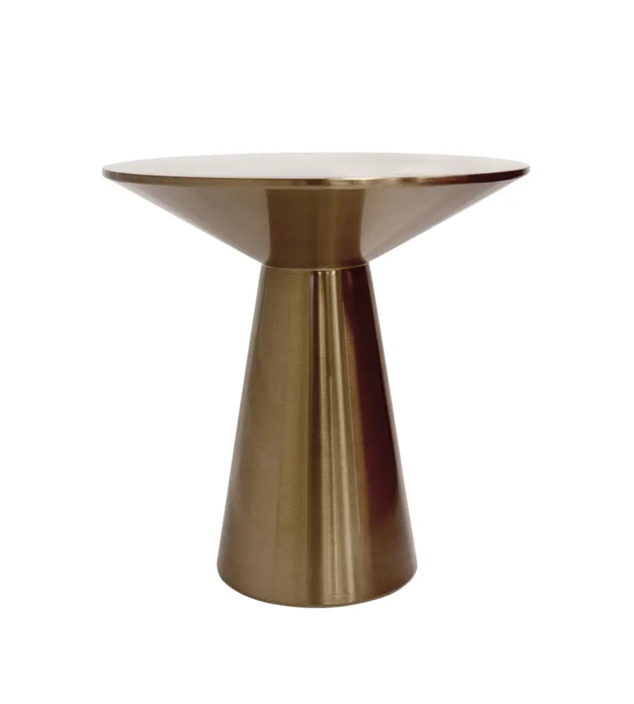 Pasargad Home Lorenzo Stainless Steel Round Side Table, Rose Gold
