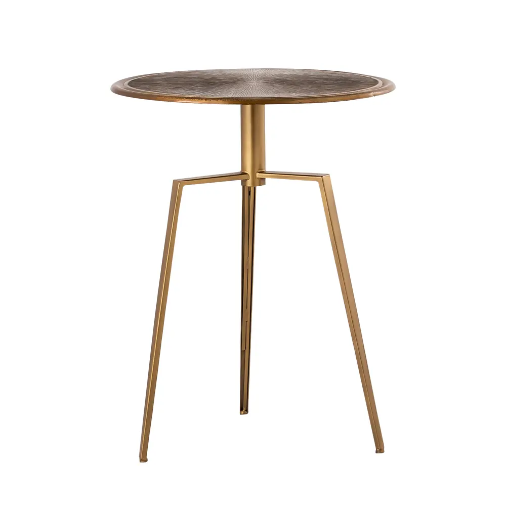 Pasargad Home Delos Iron Antique Brass Finish Round Side Table