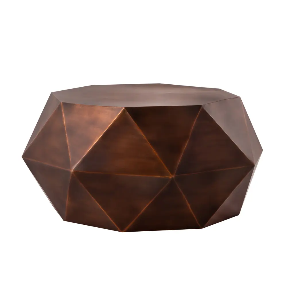 Pasargad Home Kronos Diamond Shape Coffee Table, Copper