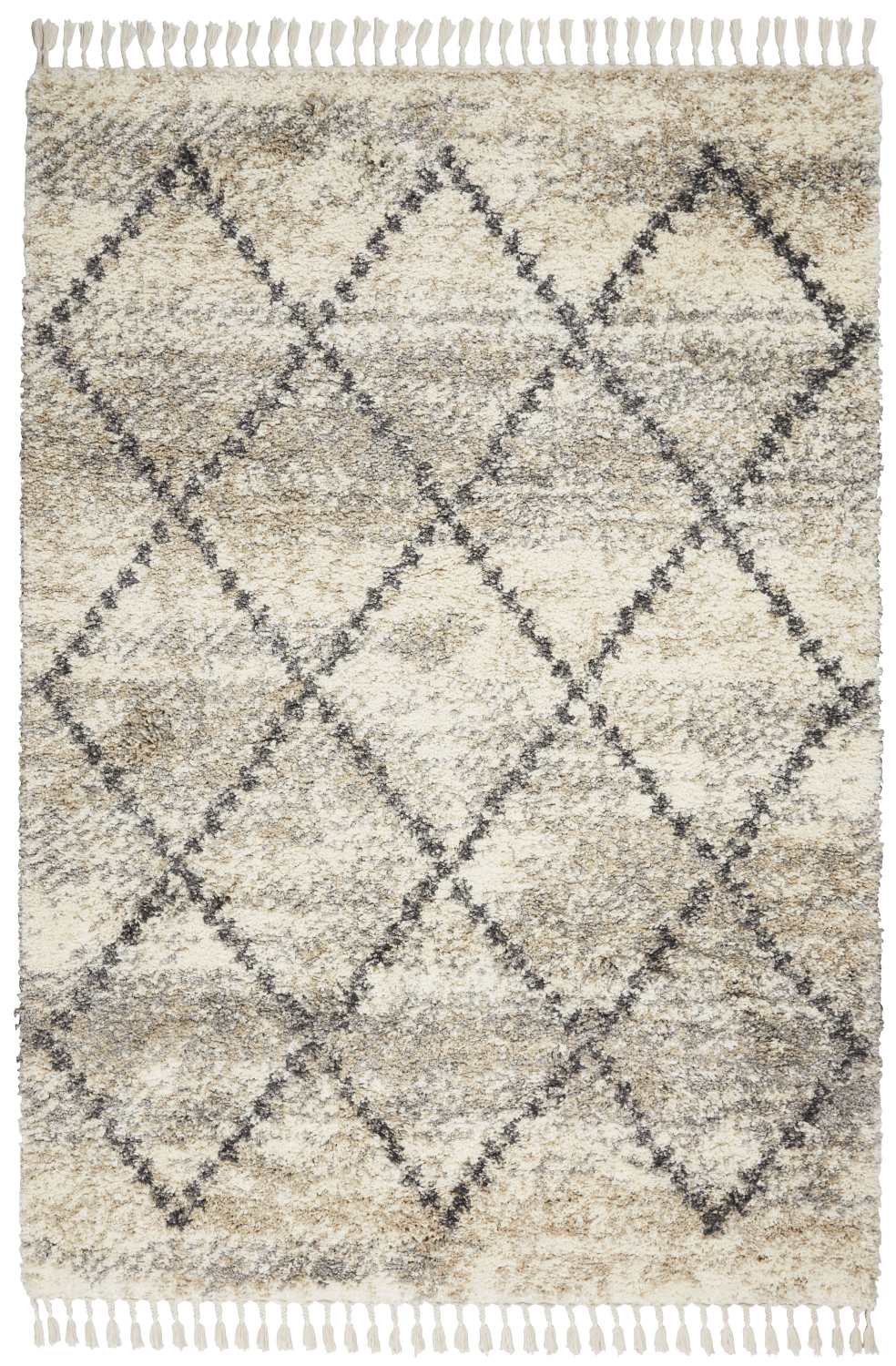 Nourison Scandinavian Shag 4' x 6' Ivory/Grey Shag Indoor Rug