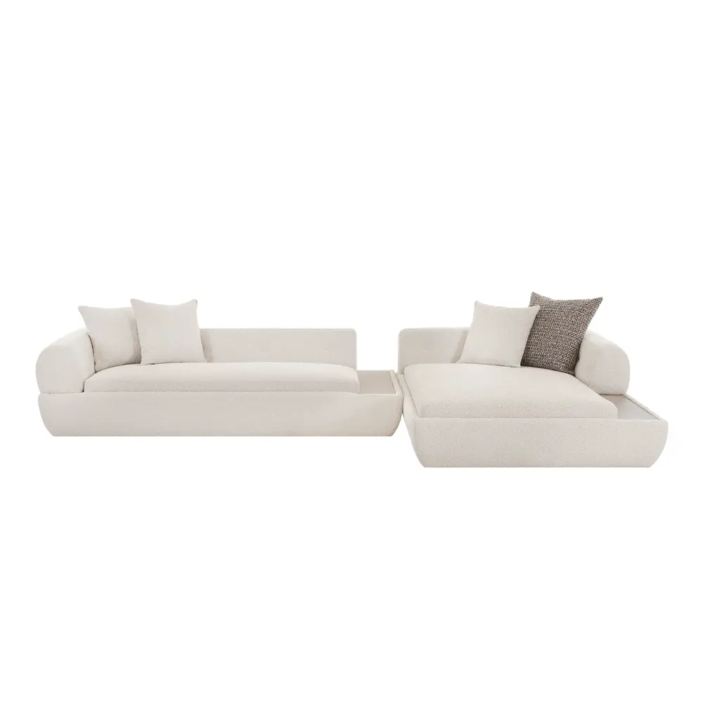 Pasargad Home Amara Modern Sectional Sofa, Beige