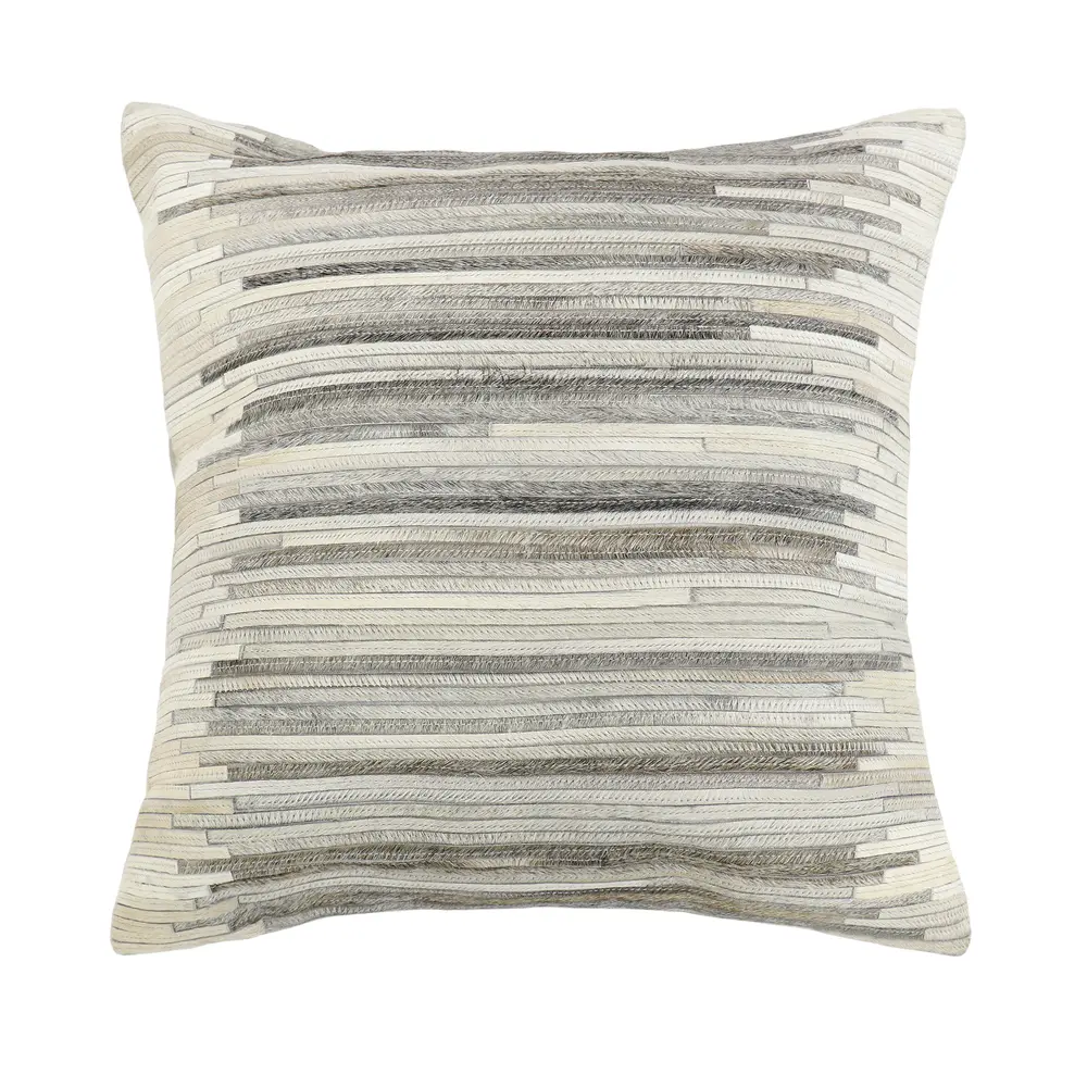 Pasargad Home Galaxy Cowhide Pillow, Ivory/Grey