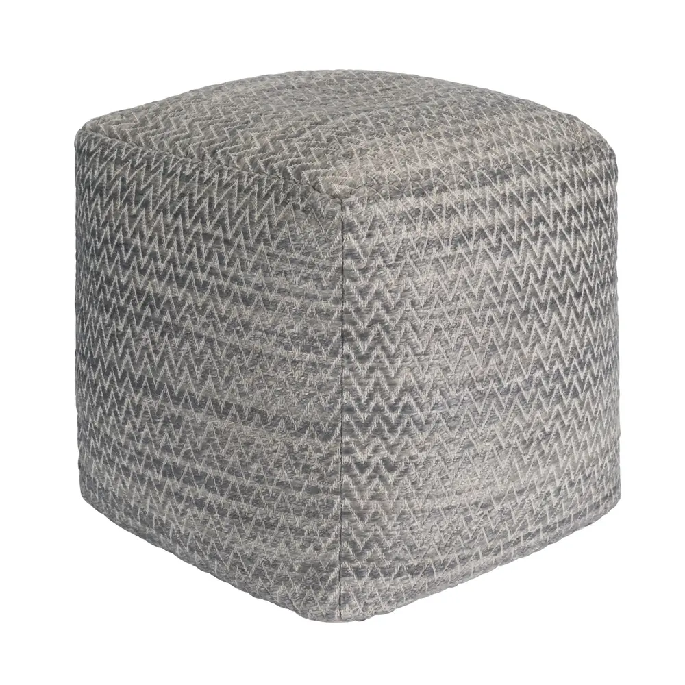 Pasargad Home Galaxy Zig-Zag Design Pouf Ottoman, Grey