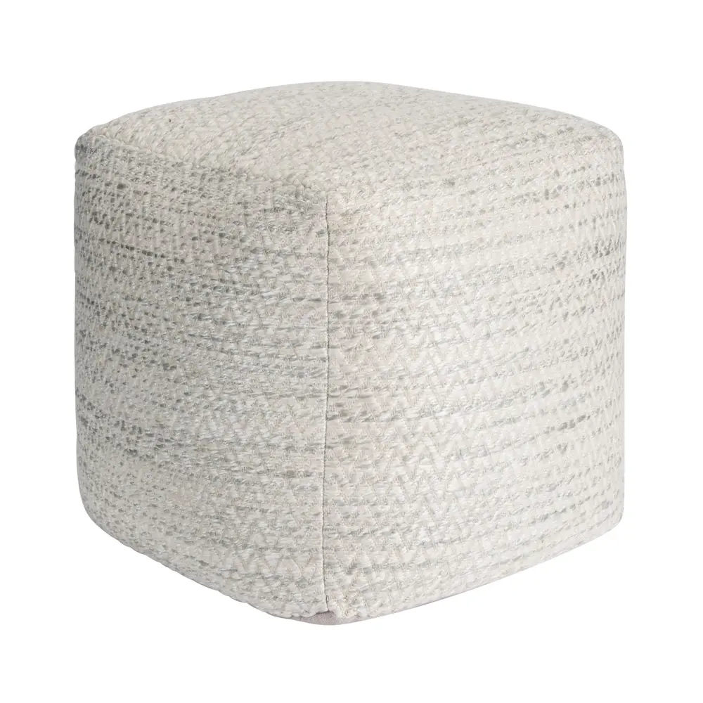 Pasargad Home Galaxy Zig-Zag Design Pouf Ottoman, Ivory