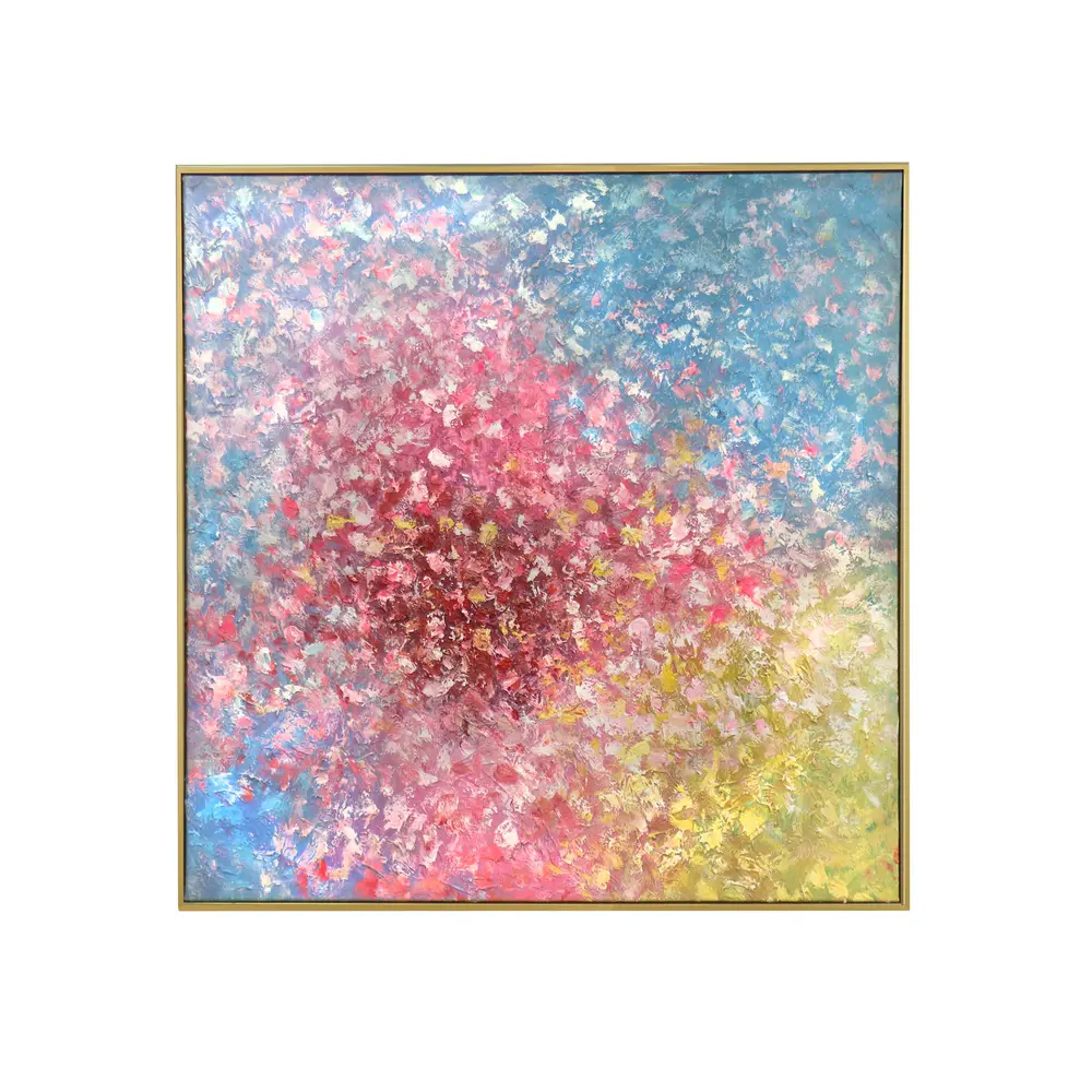 Pasargad Home Symphony Hand-Painted Multicolor Abstract Artwork on Canvas – Oil Painting
