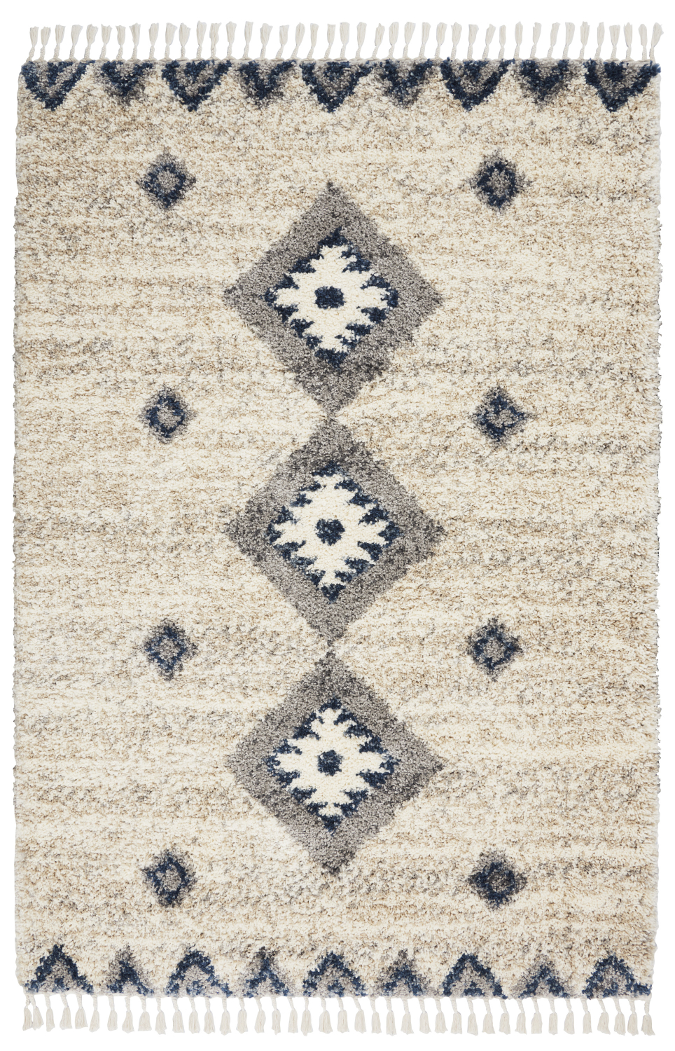 Nourison Scandinavian Shag 4' x 6' Ivory/Blue Shag Indoor Rug
