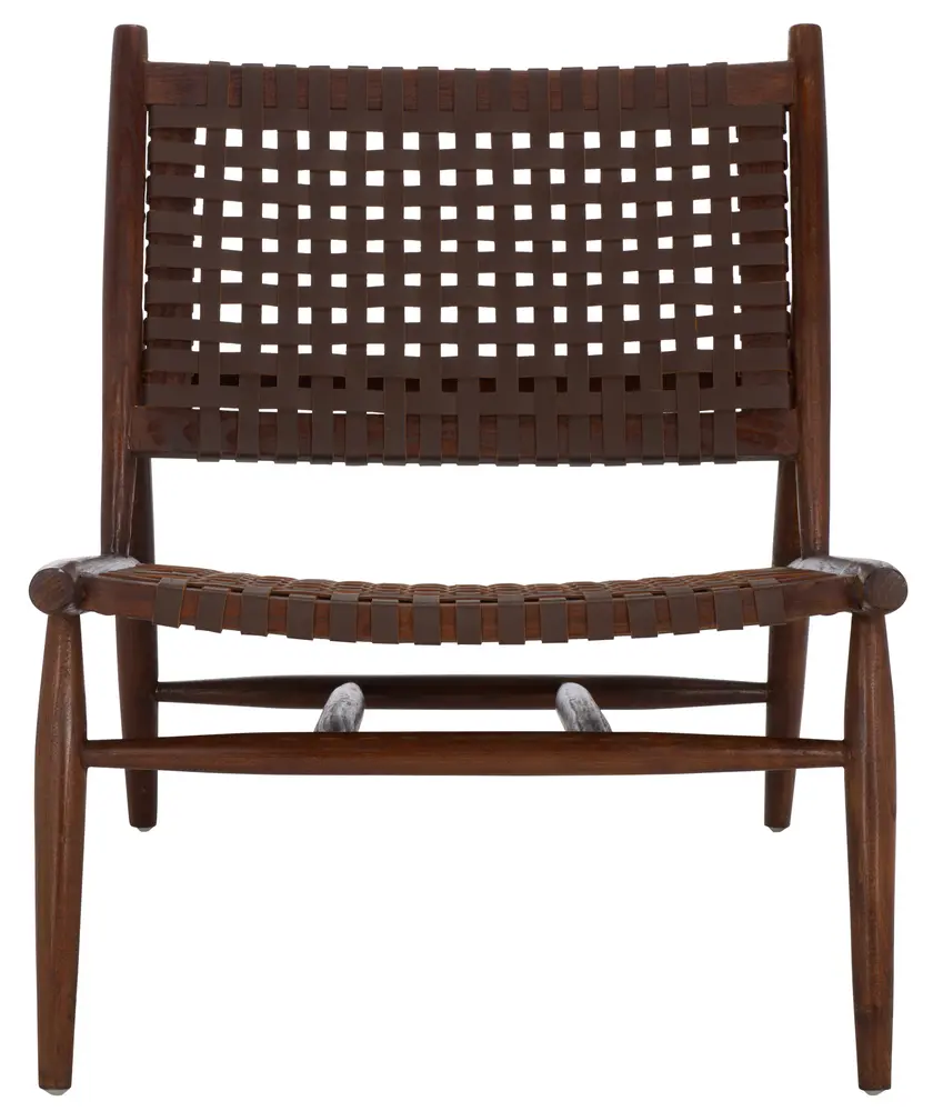Soleil Leather Woven Accent Chair