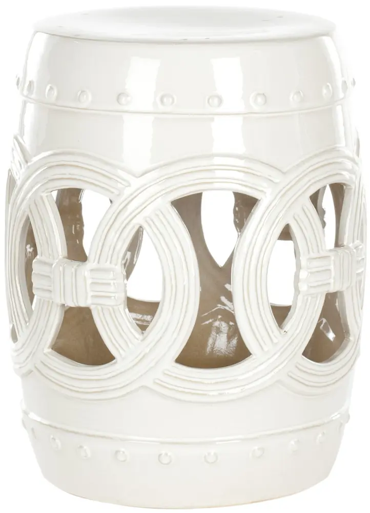 White Ceramic Double Coin Stool