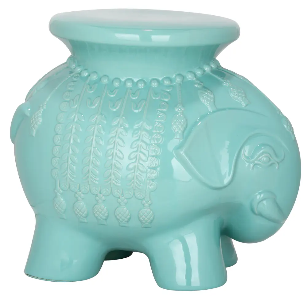 Robin's Egg Blue Ceramic Elephant Stool
