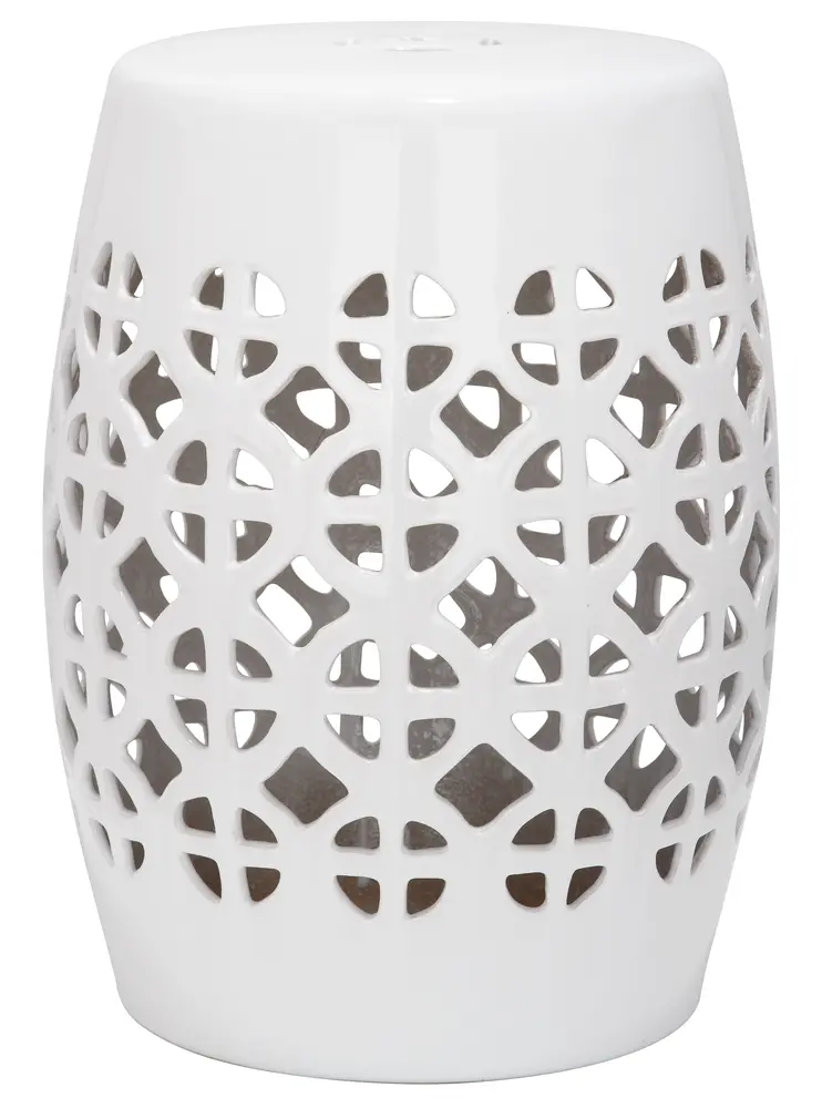 White Circle Lattice Garden Stool