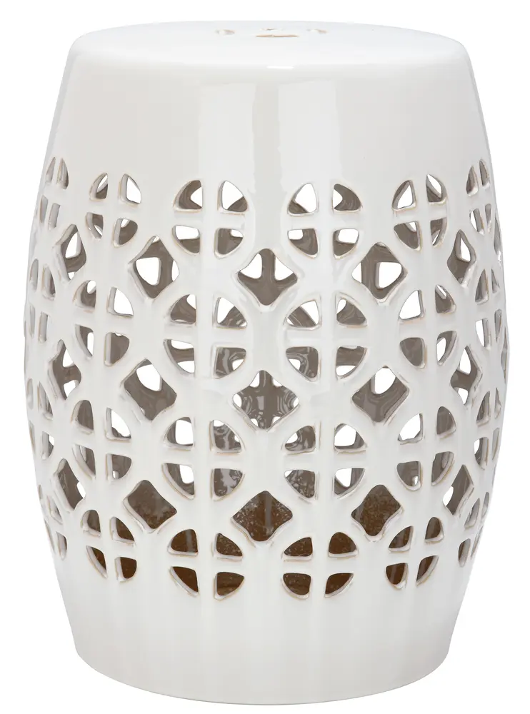 Cream Circle Lattice Garden Stool