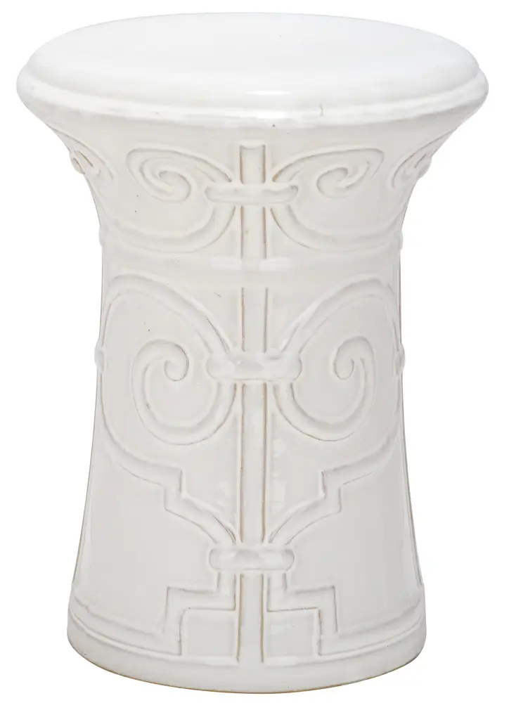 White Imperial Scroll Garden Stool