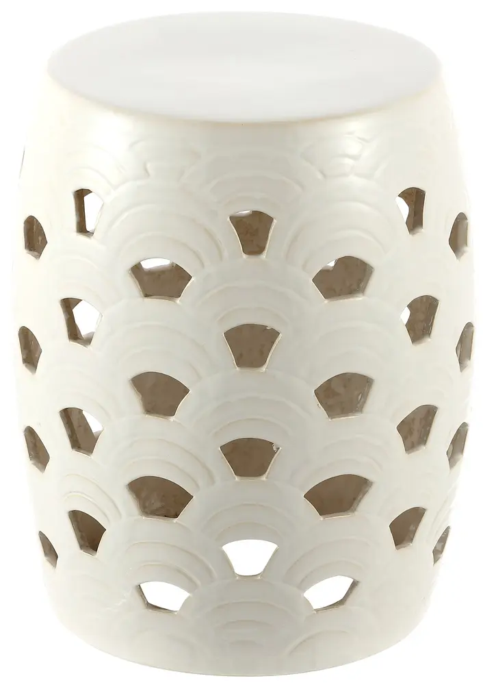 Amaissa, 15 Inch, Cream, Ceramic Garden Stool