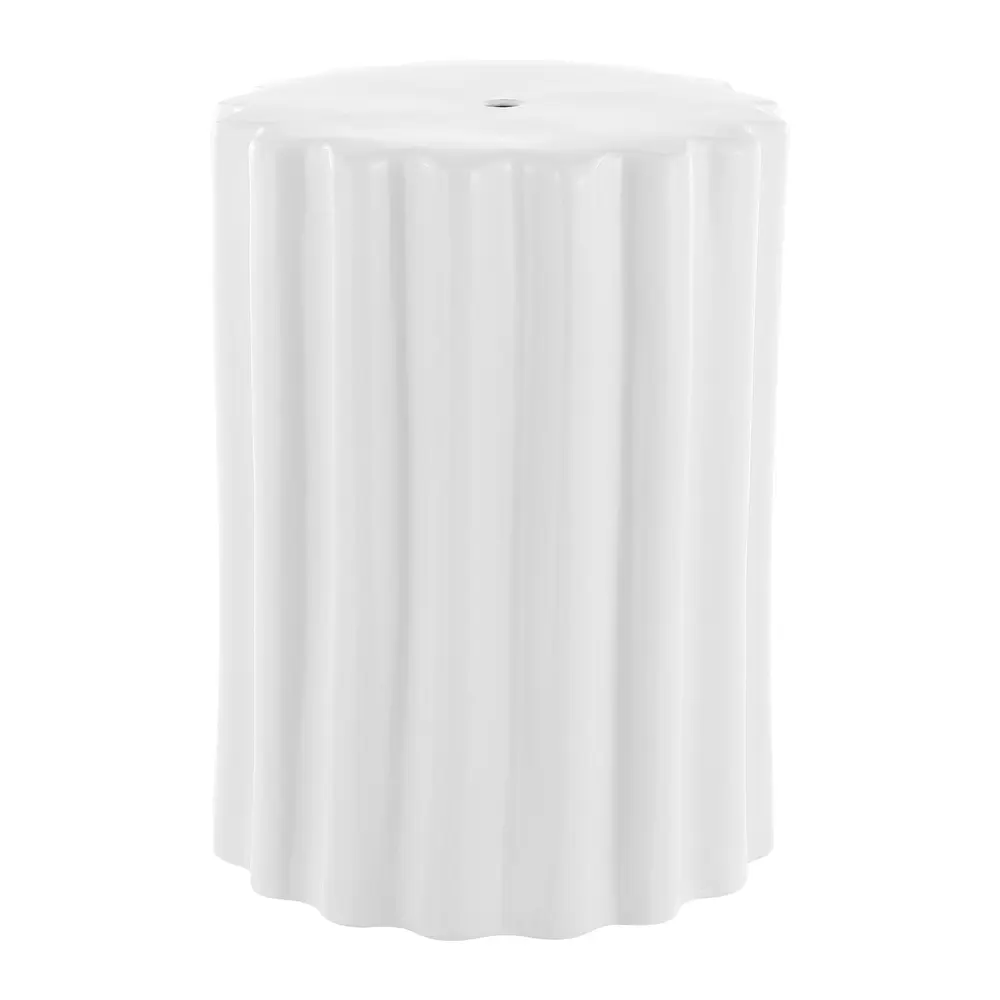 Tulett, 18 Inch, White, Ceramic Garden Stool?