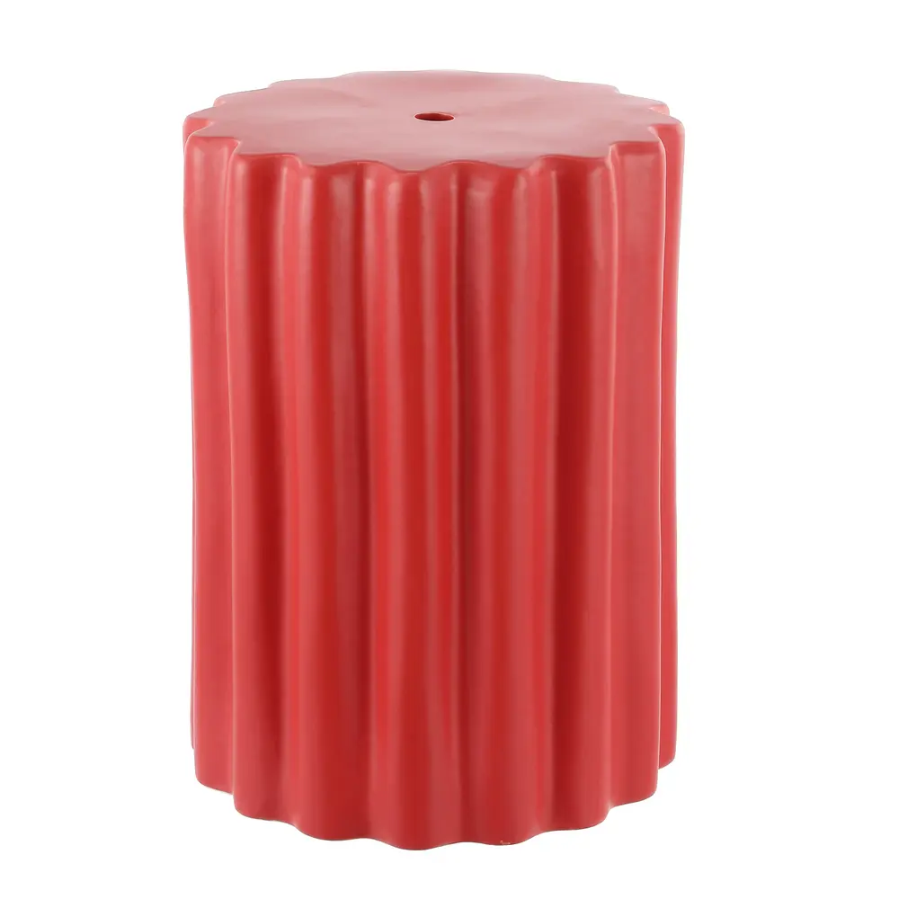Tulett, 18 Inch, Bright Red, Ceramic Garden Stool?