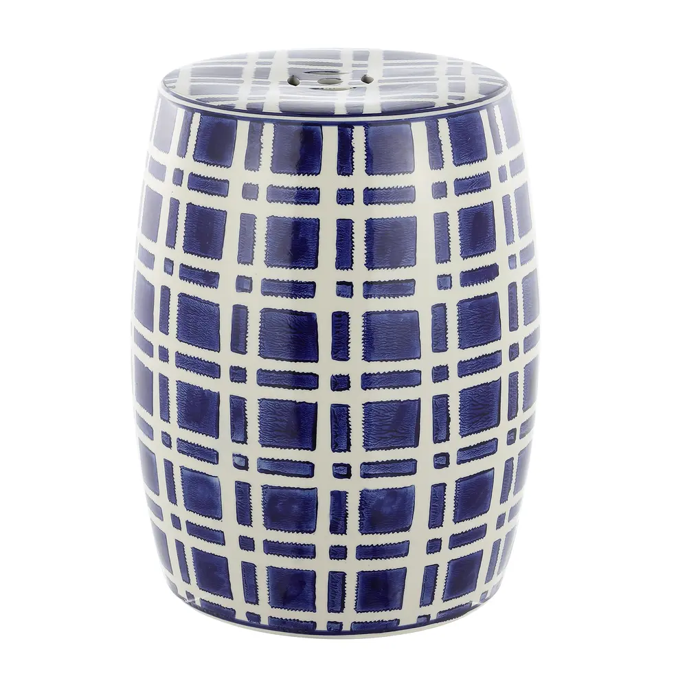 Eytan, 18.25 Inch, Navy/White, Ceramic Garden Stool ?