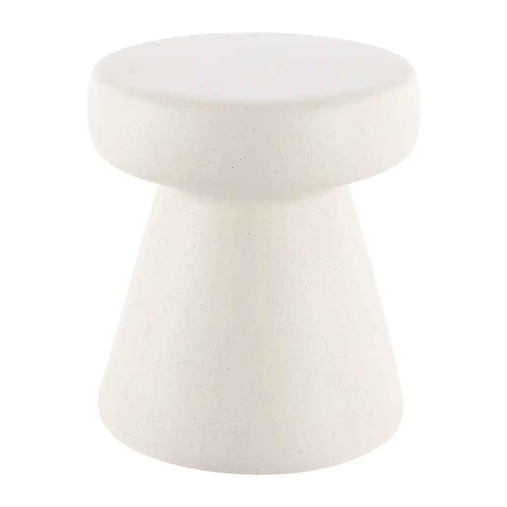 Noma, 16 Inch, White Speckled, Ceramic Garden Stool