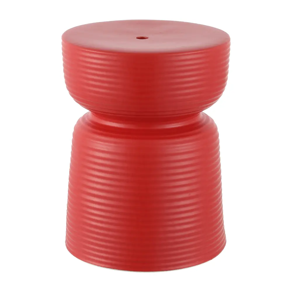Johari, 17.5 Inch, Bright Red, Ceramic Garden Stool ?
