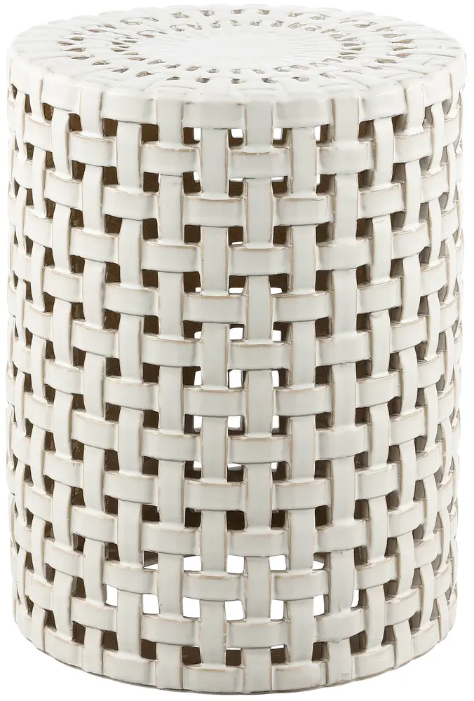 Sayre, 17 Inch, Cream, Ceramic Garden Stool