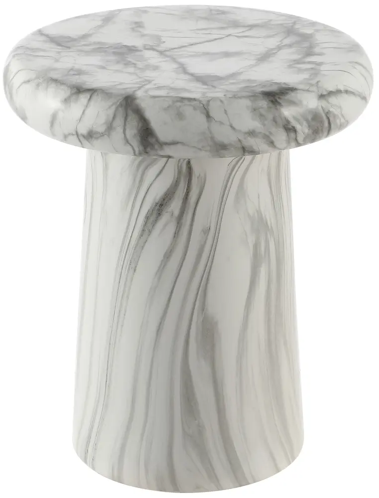 Noldita, 15.75 Inch, White Marble, Ceramic Garden Stool