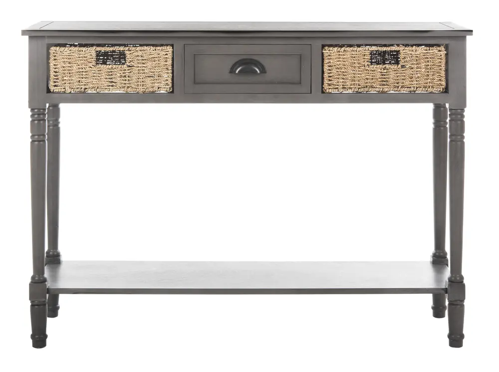 Winifred Wicker Console Table With Storage