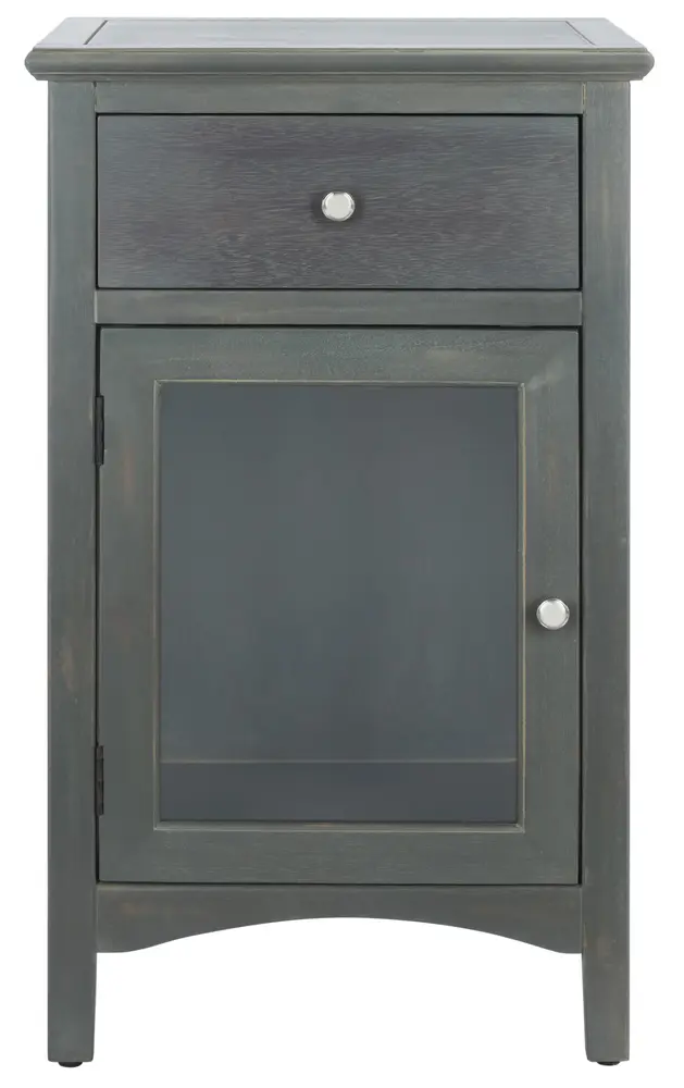 Ziva One Drawer Nightstand With Glass Cabinet
