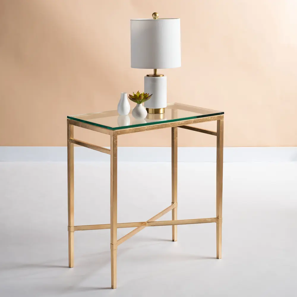 Viggo Antique Gold Glass Side Table