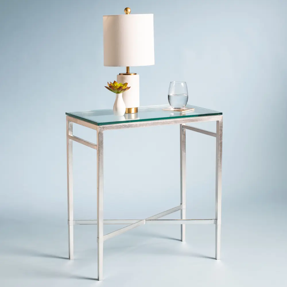 Viggo Antique Silver Glass Side Table