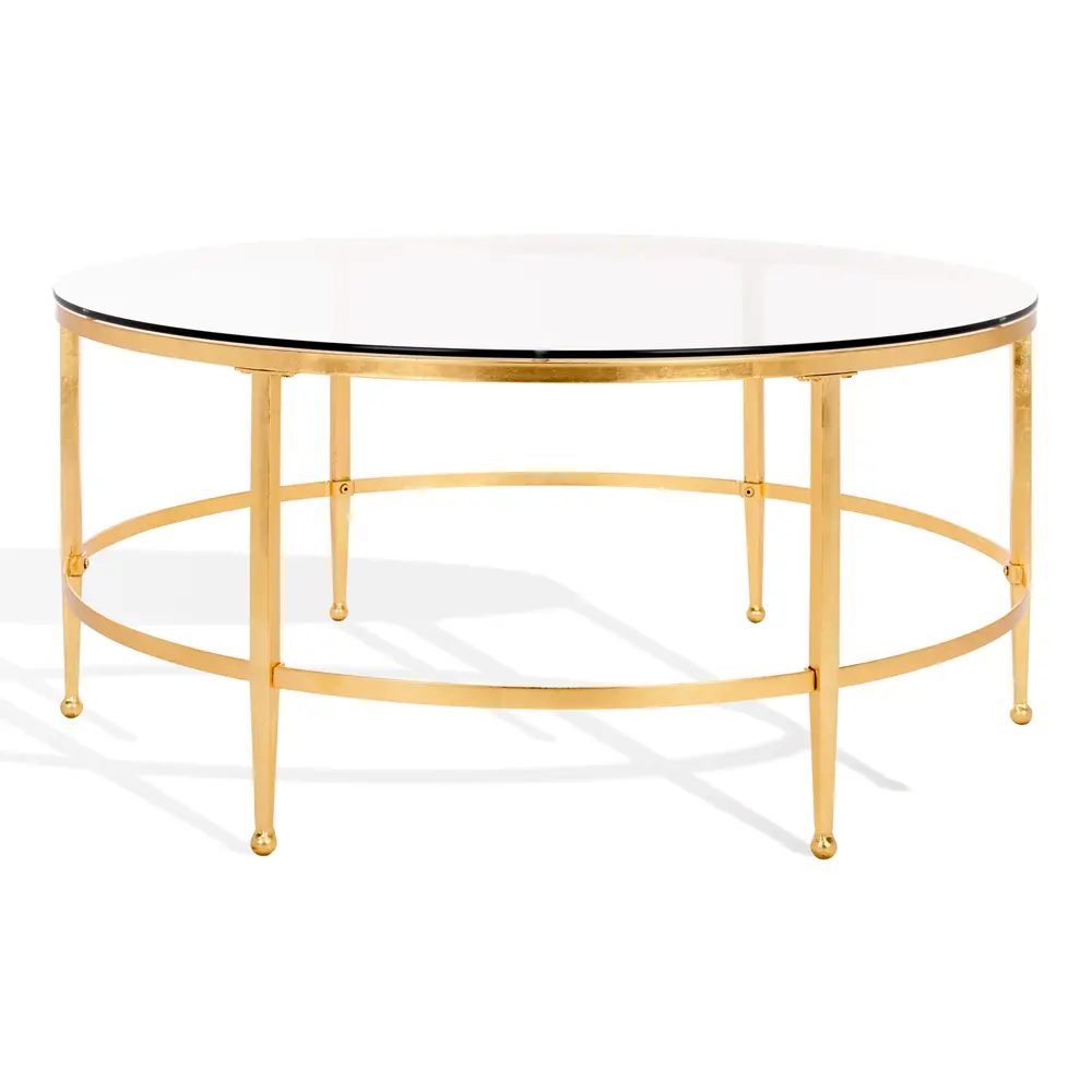Edmund Antique Gold Glass Cocktail Table