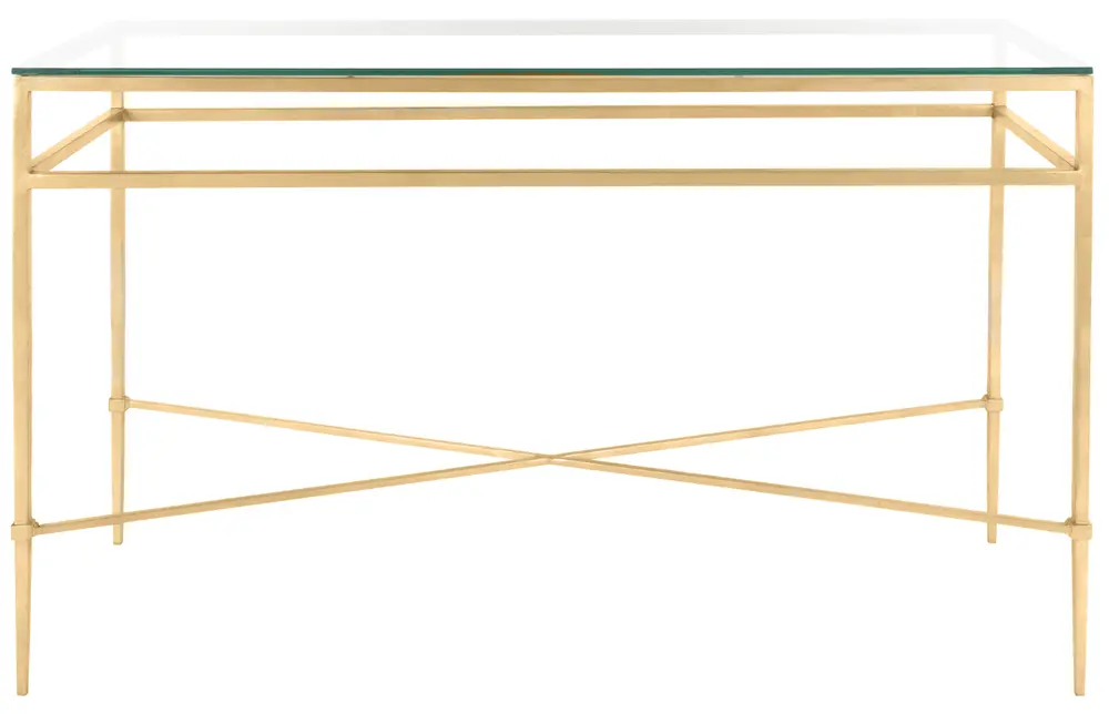 Baumgarten Antique Gold Glass Console Table