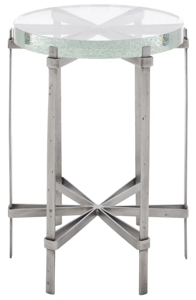 Evyanna Round Bubble Glass Accent Table