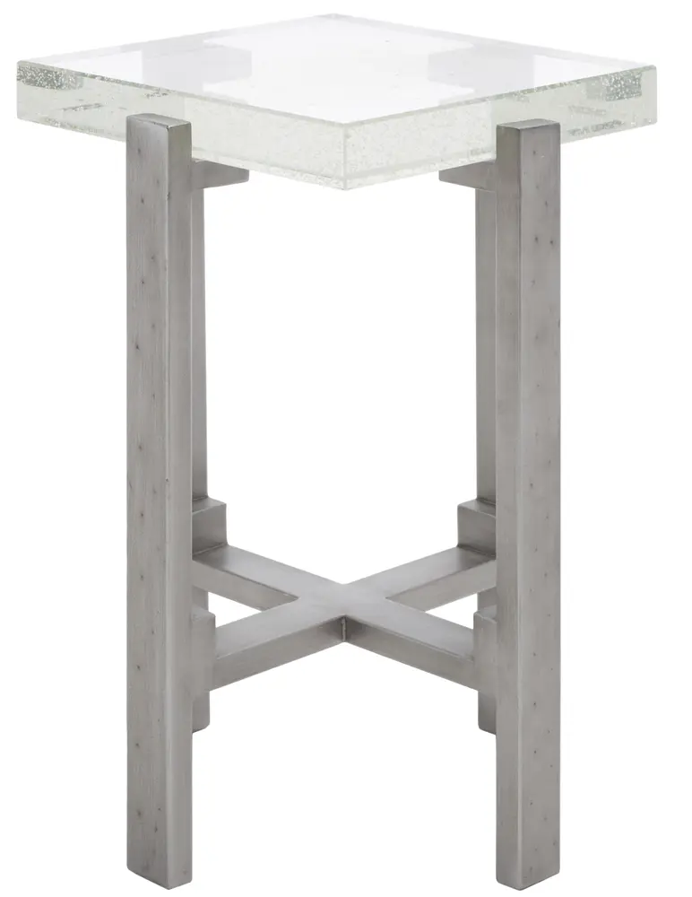 Jazlyn Square Bubble Glass Accent Table