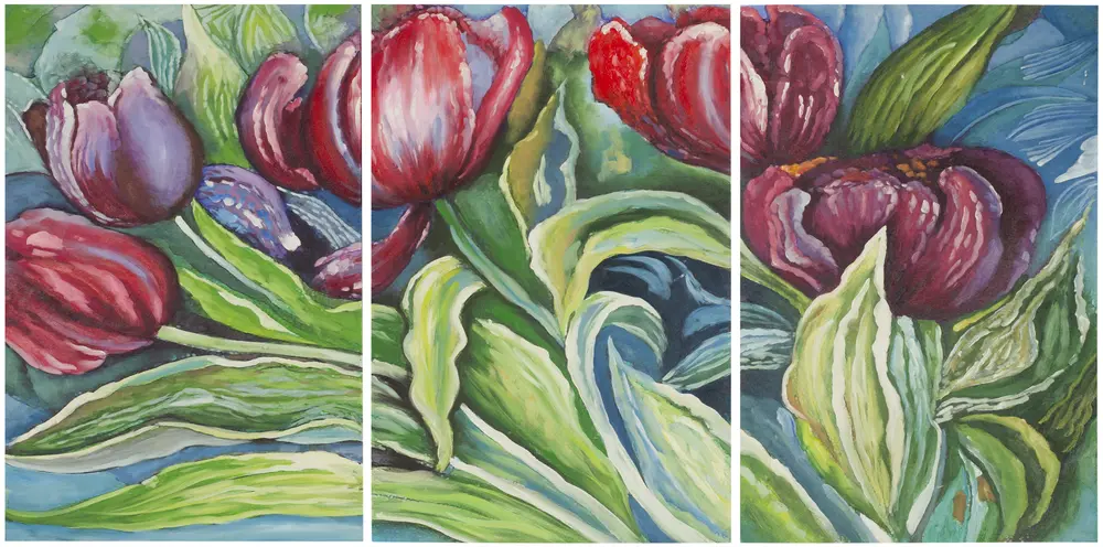 Nouveau Tulips Triptych Wall Art