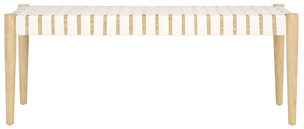 Amalia Leather Weave Bench