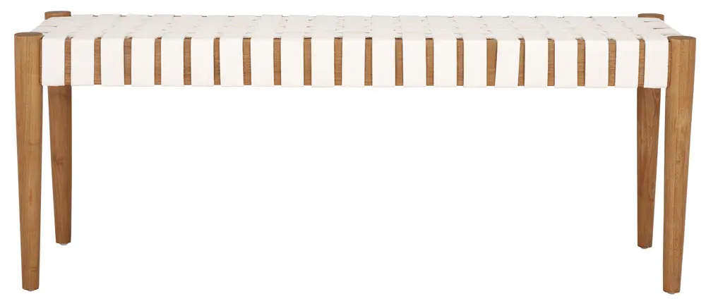 Amalia Leather Weave Bench