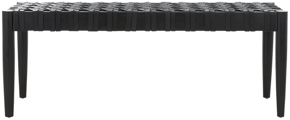 Walda Leather Woven Bench