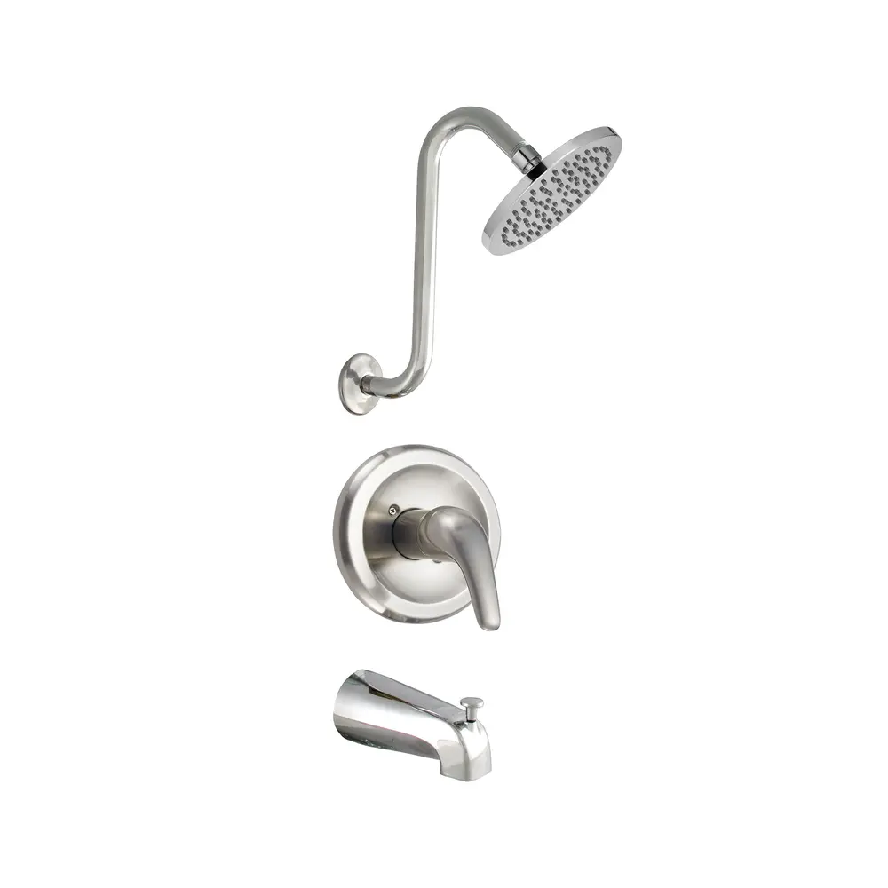 Summit Round Bathtub And Shower Faucet Set With Single Lever Handle Chrome