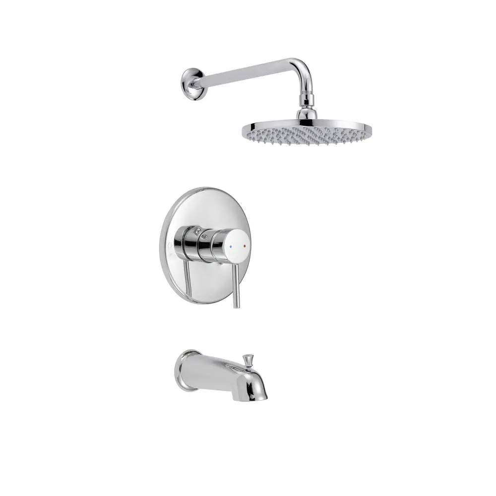 Evoke Square Bathtub And Shower Faucet Set With Single Lever Handle Chrome