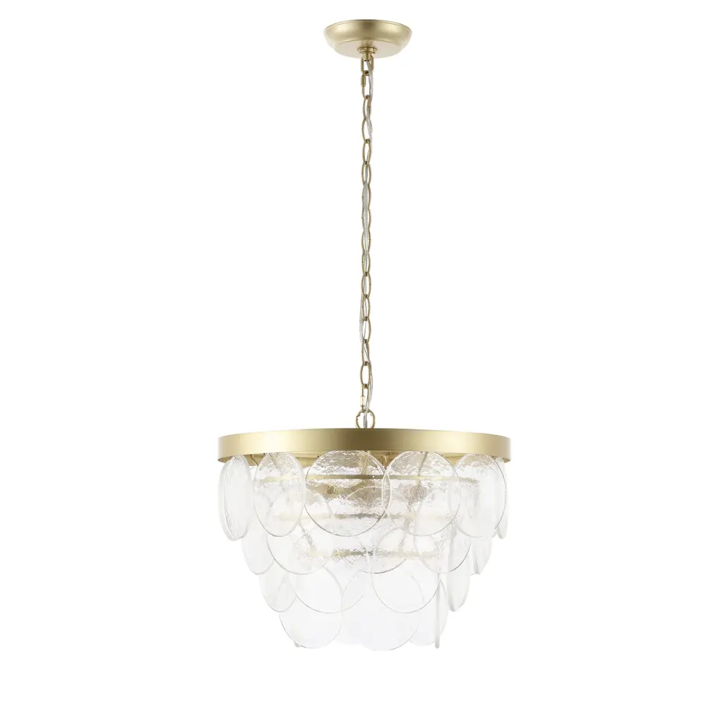 Chrys, 3 Light, 16.5 Inch, Clear/Gold, Glass/Iron Chandelier