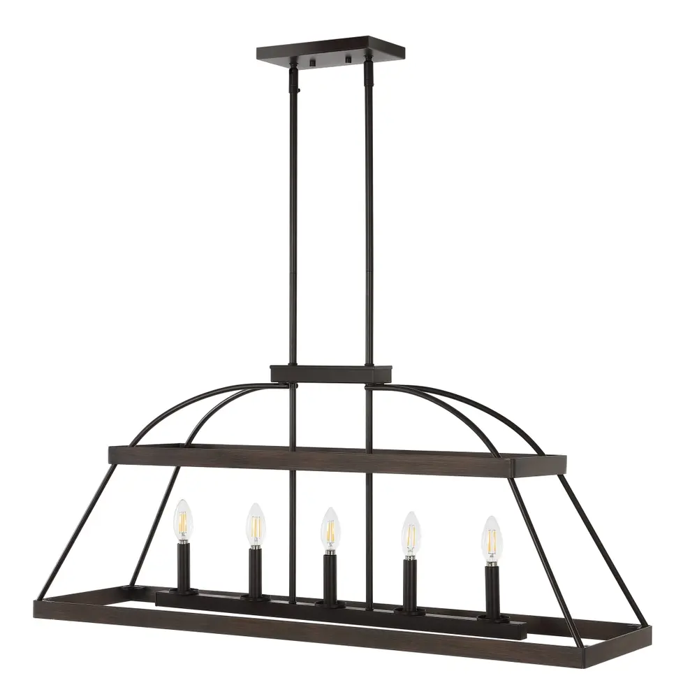 Byher, 5 Light, 40 Inch, Walnut/Oil Rubbed Bronze, Iron Chandelier